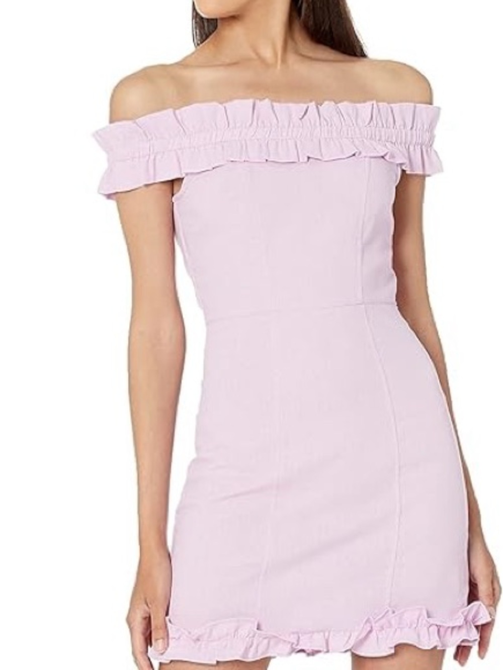 Kendall & Kylie Lilac Off-Shoulder Ruffle Bodycon Dress